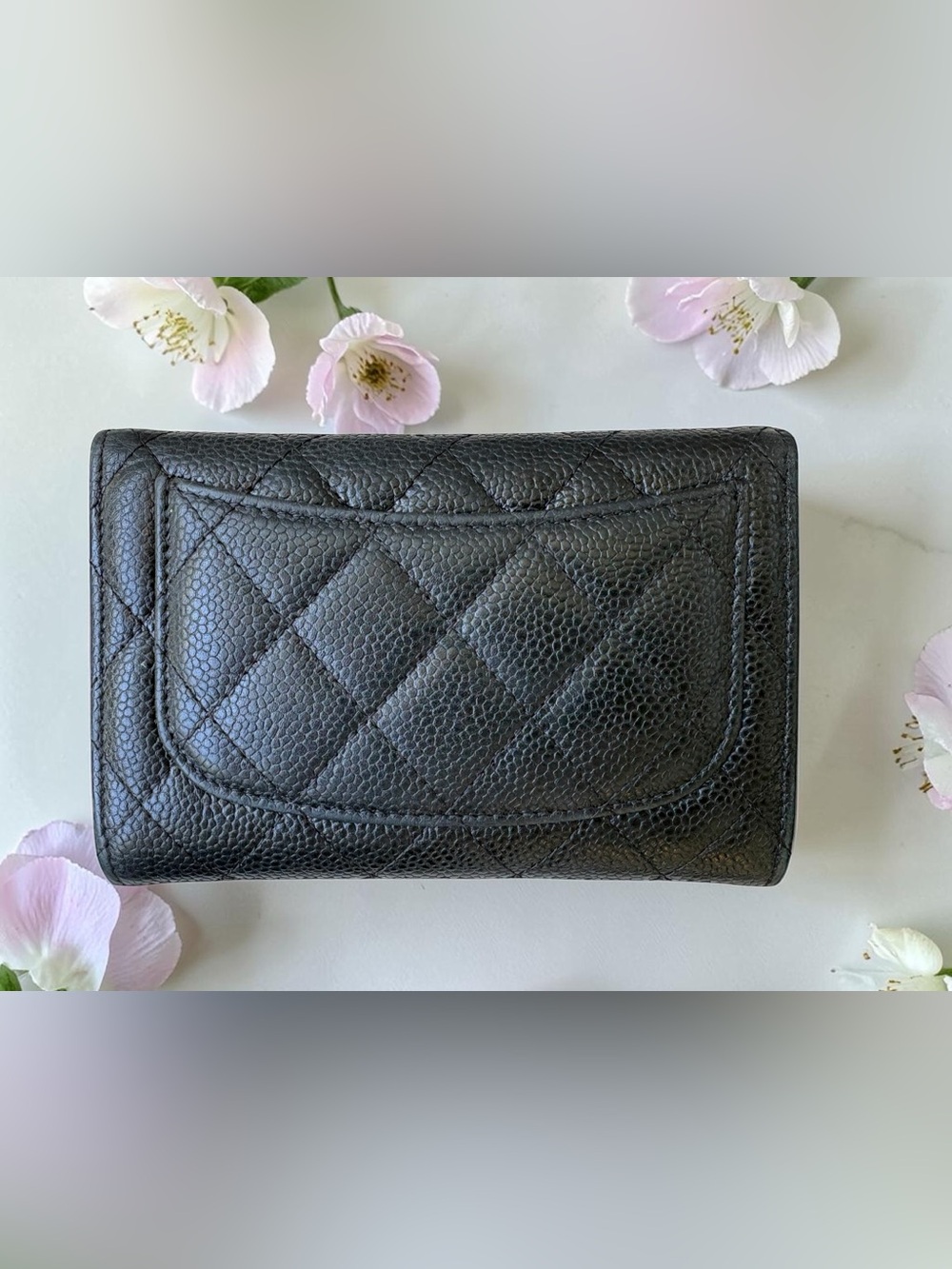 CHANEL Quilted Caviar Leather Wallet - Black Medium Size Full Inclusion COA - Picture 3 of 8